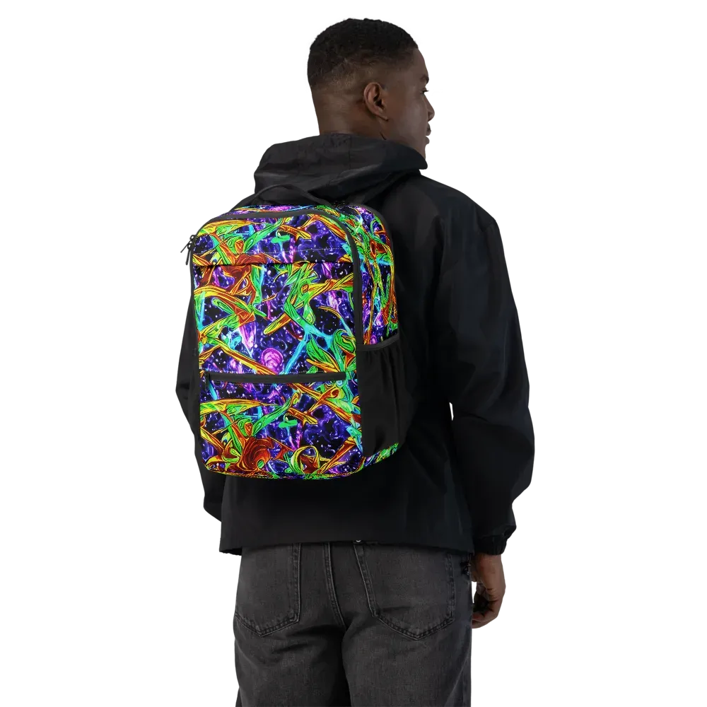 Neon Jungle Orbit on Utility Backpack — Back