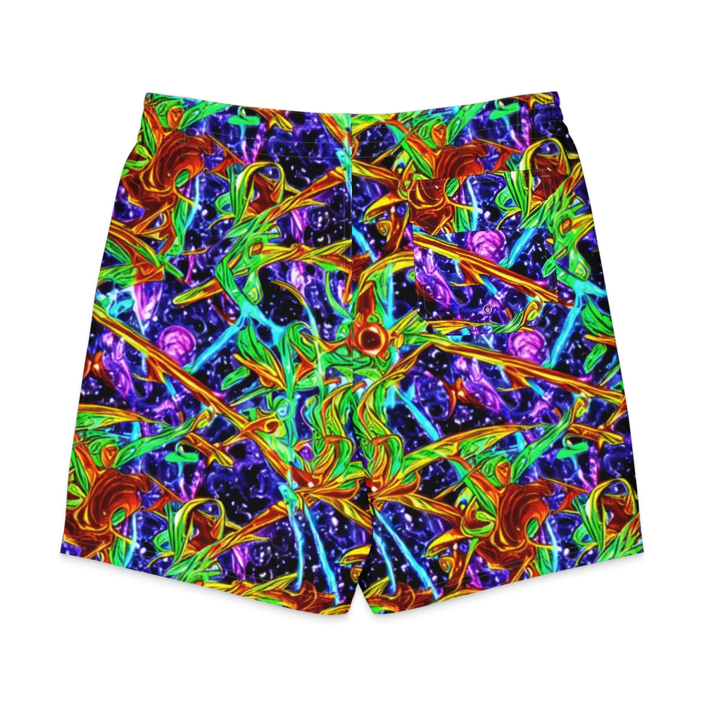 Neon Jungle Orbit on Men's Board Shorts — Back
