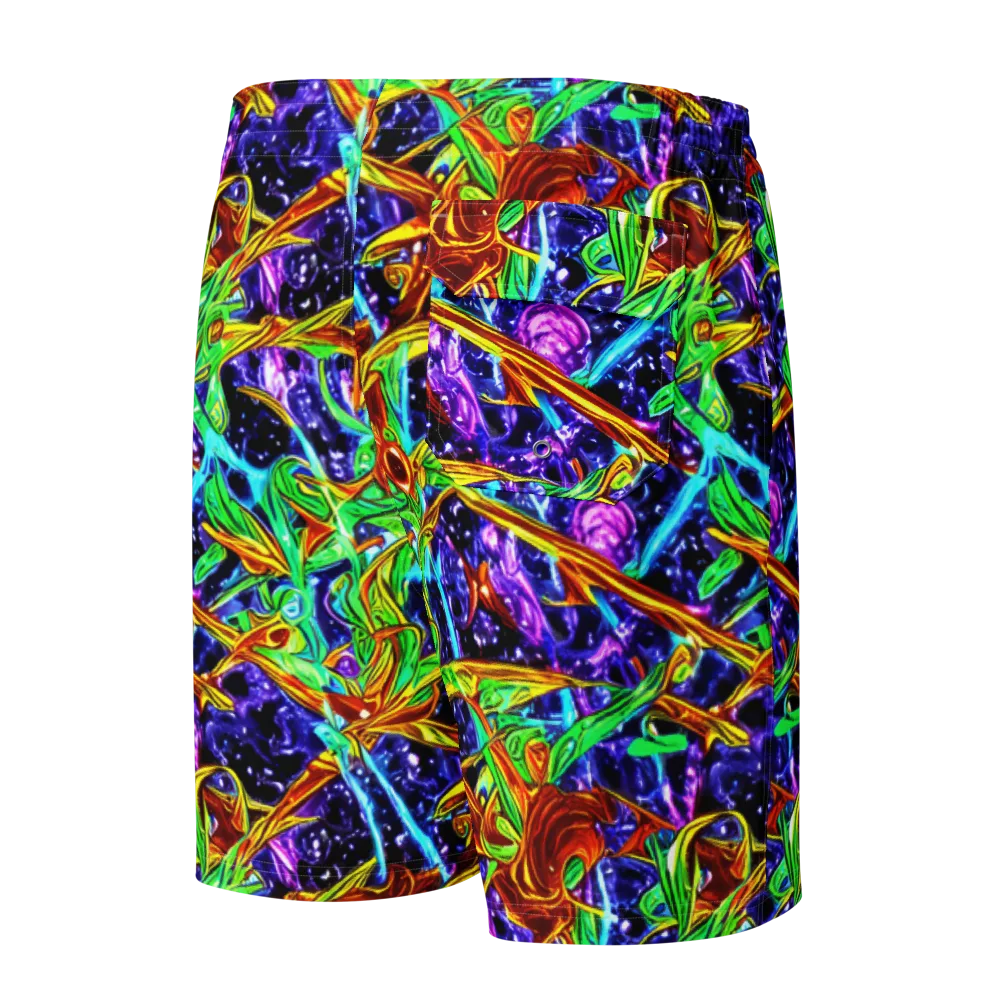 Neon Jungle Orbit on Men's Board Shorts — Back