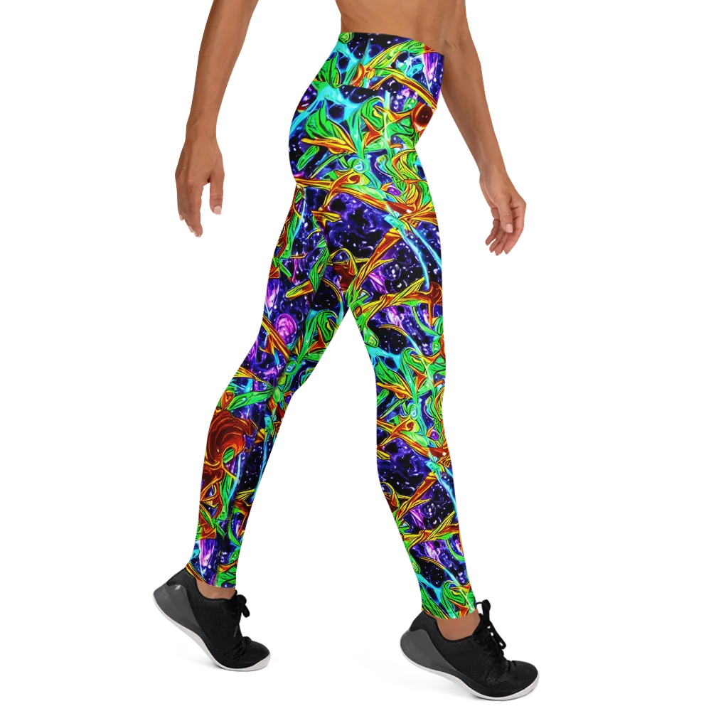Neon Jungle Orbit on Yoga Leggings — Right