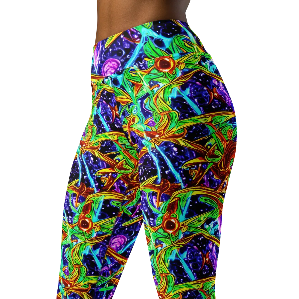 Neon Jungle Orbit on Yoga Leggings — Left Front