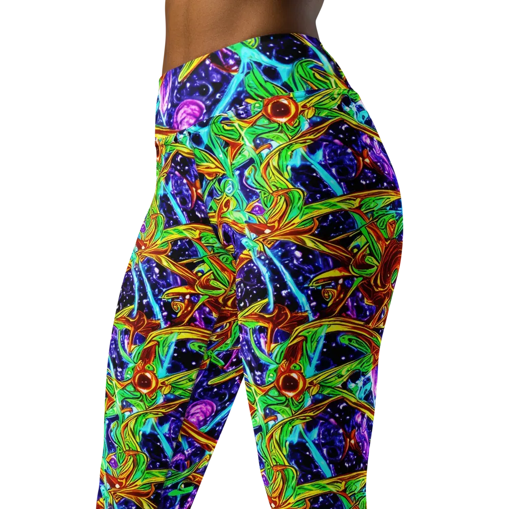 Neon Jungle Orbit on Yoga Leggings — Left Front