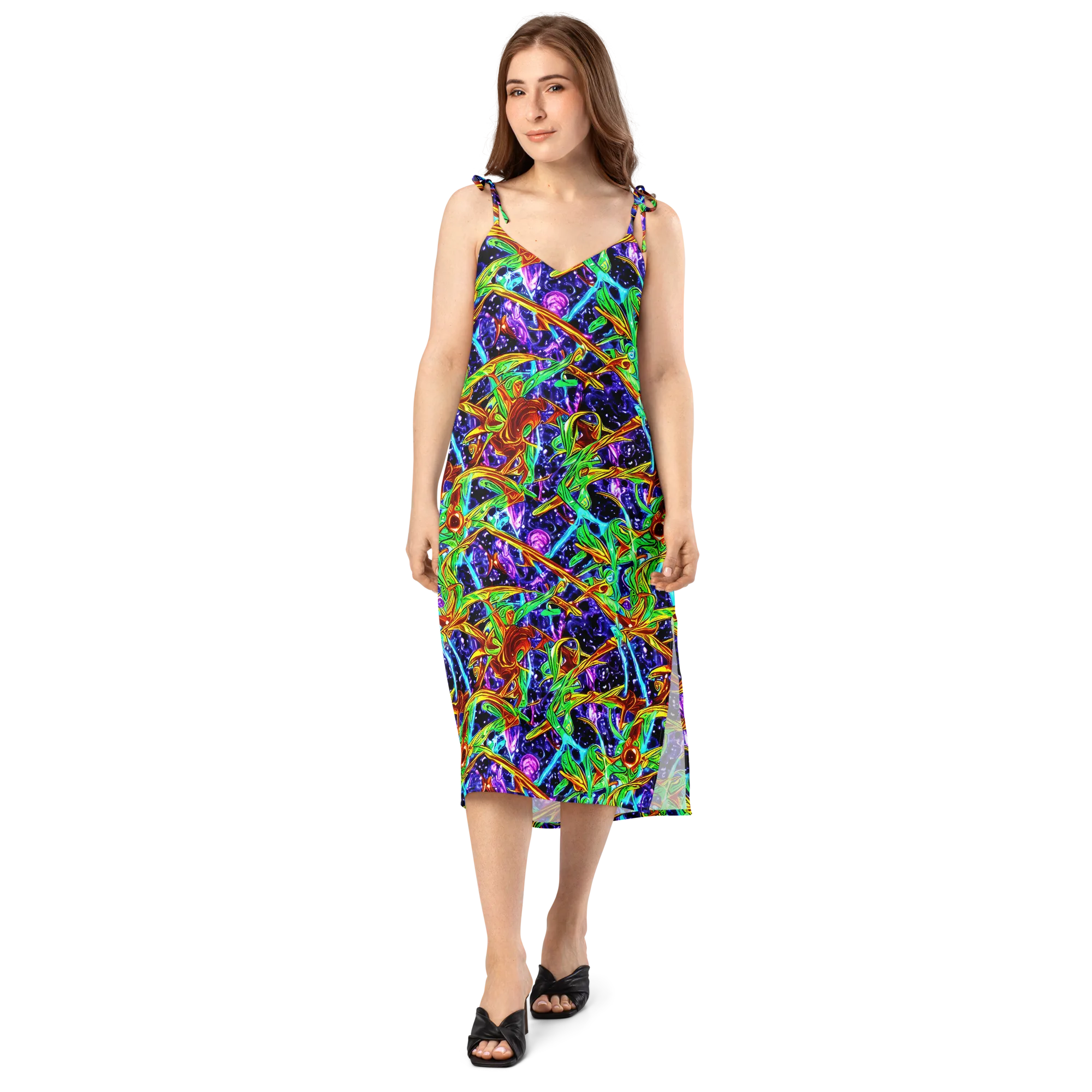 Neon Jungle Orbit on Slip Dress — Front