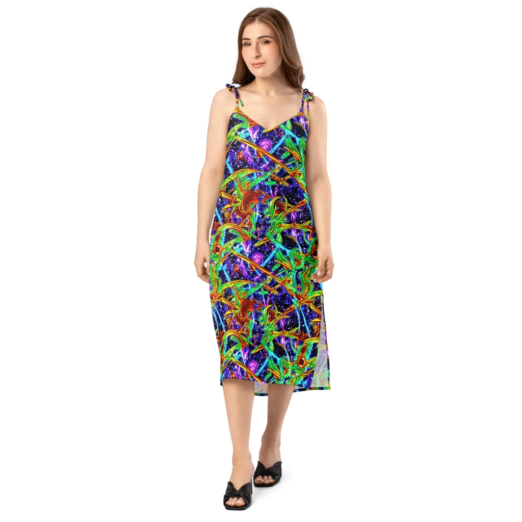 Neon Jungle Orbit on Slip Dress — Front