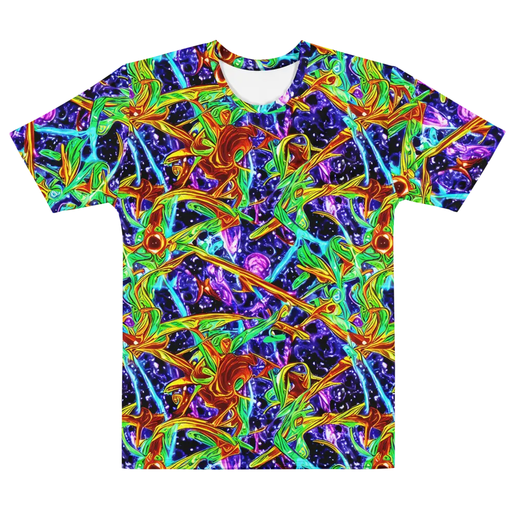 Neon Jungle Orbit on Men's Cotton Crew Neck T-Shirt — Front