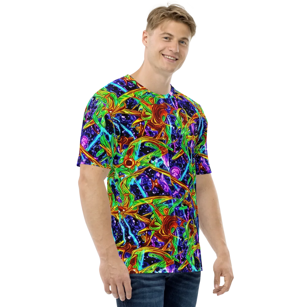 Neon Jungle Orbit on Men's Crew Neck T-Shirt — Right
