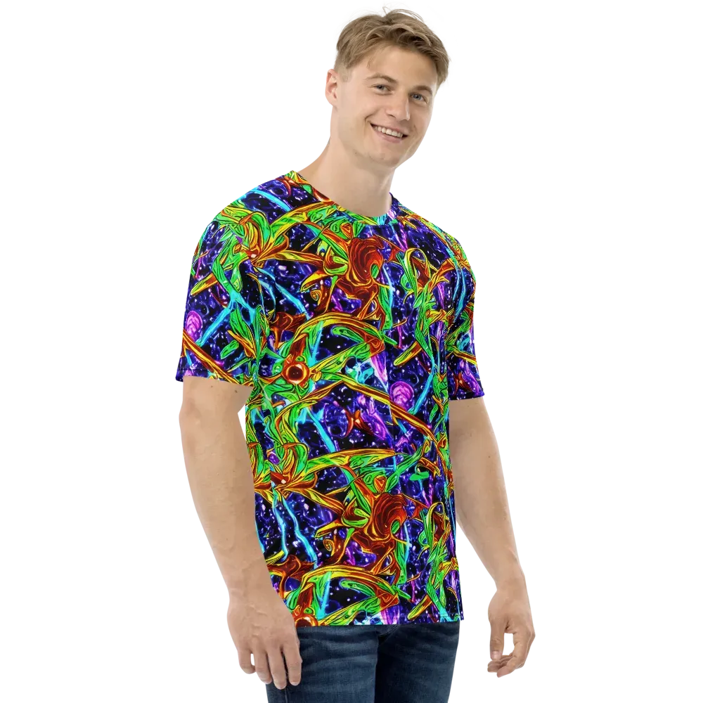 Neon Jungle Orbit on Men's Crew Neck T-Shirt — Right