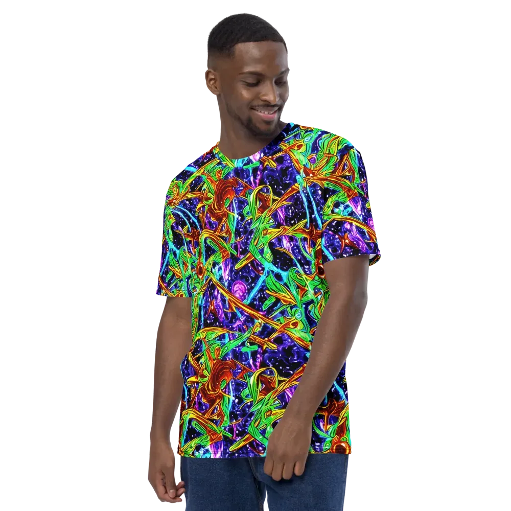 Neon Jungle Orbit on Men's Crew Neck T-Shirt — Left
