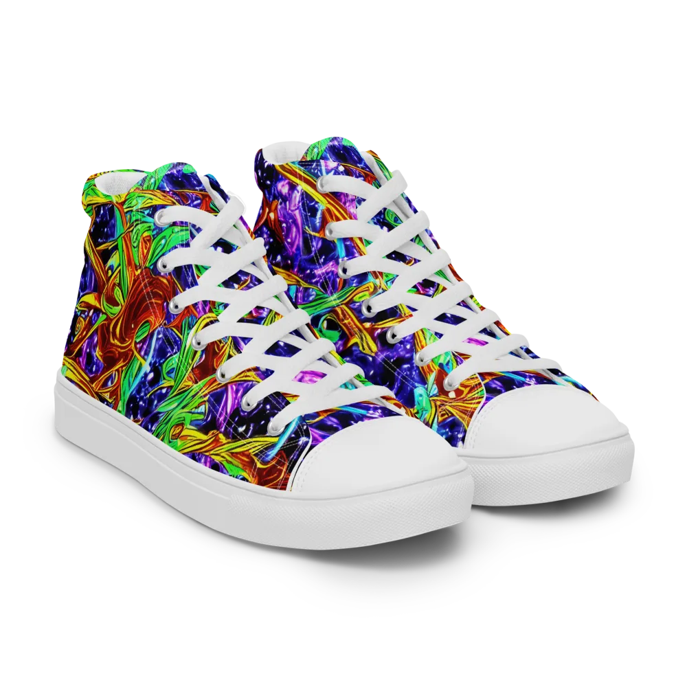 Neon Jungle Orbit on Men's High Top Canvas Shoes — Right Front