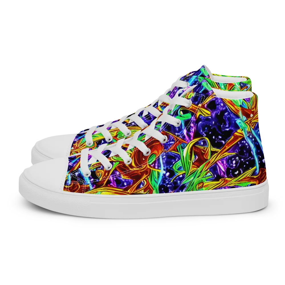 Neon Jungle Orbit on Men's High Top Canvas Shoes — Left