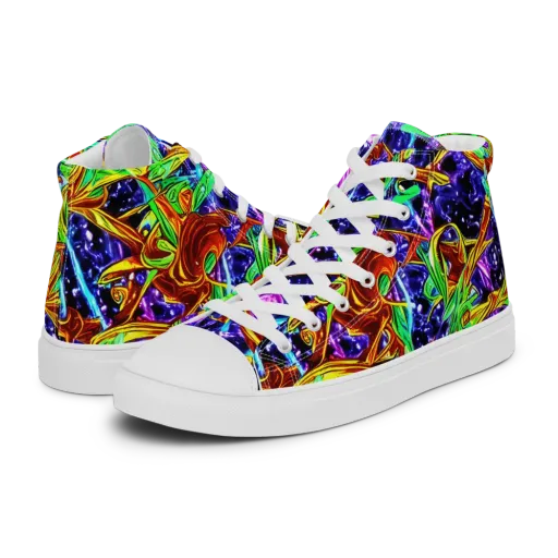 Neon Jungle Orbit on a Men's High Top Canvas Shoes