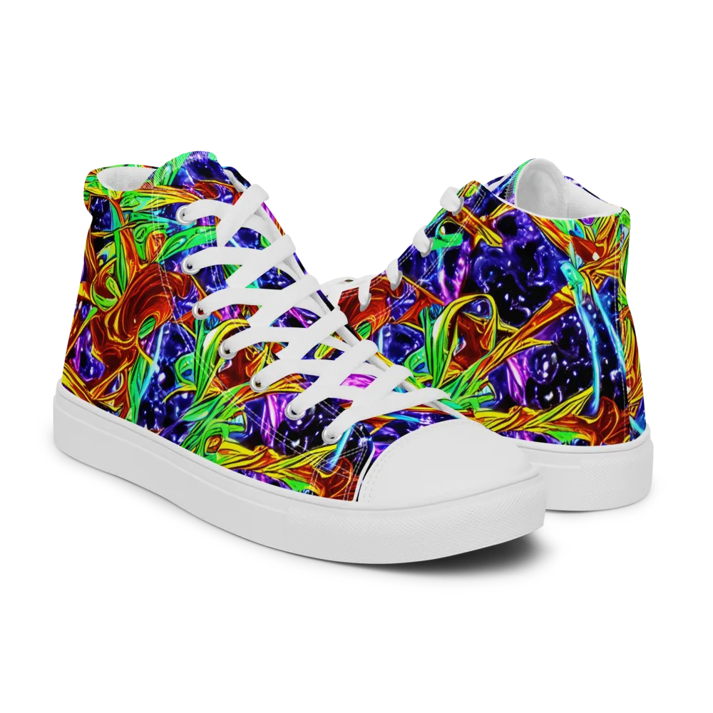 Neon Jungle Orbit on Men's High Top Canvas Shoes — Right