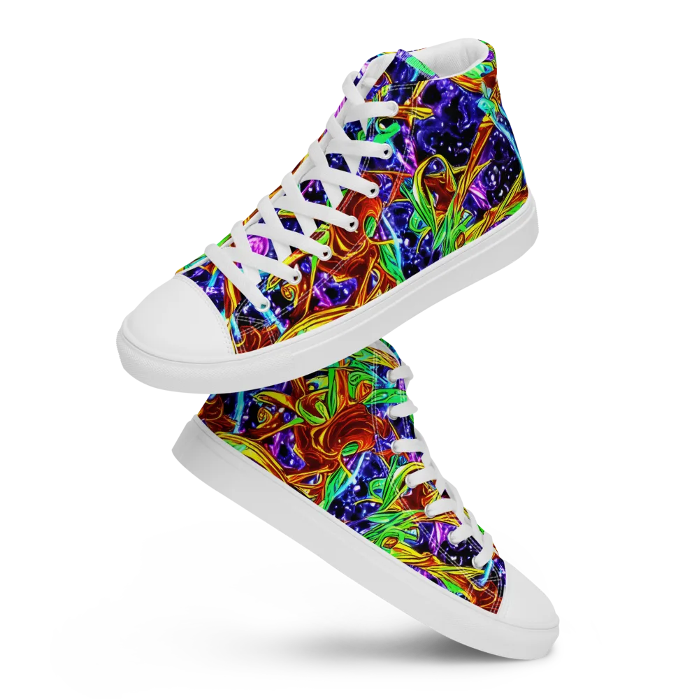 Neon Jungle Orbit on Men's High Top Canvas Shoes — Front