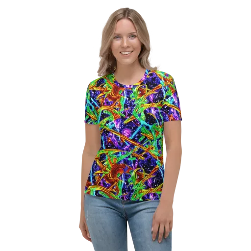 Neon Jungle Orbit on a Women's Crew Neck T-Shirt