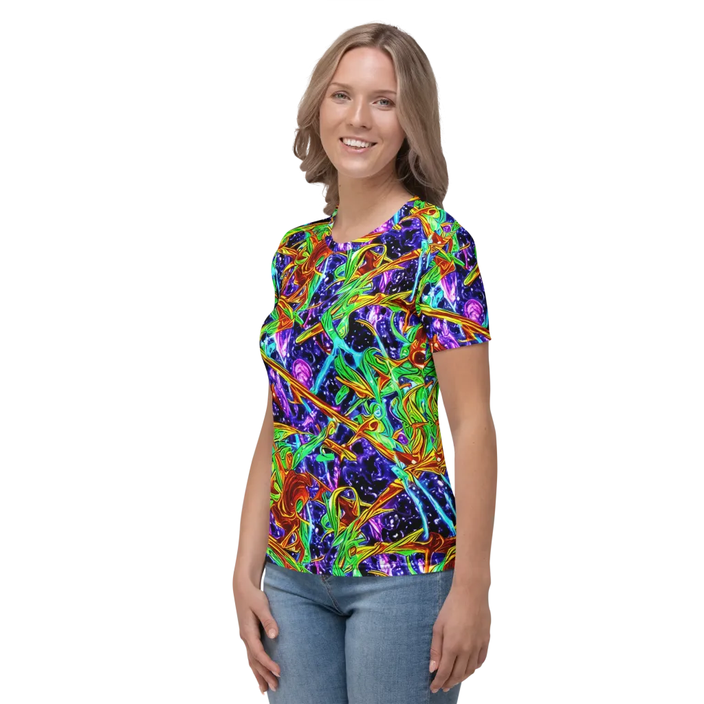 Neon Jungle Orbit on Women's Crew Neck T-Shirt — Left