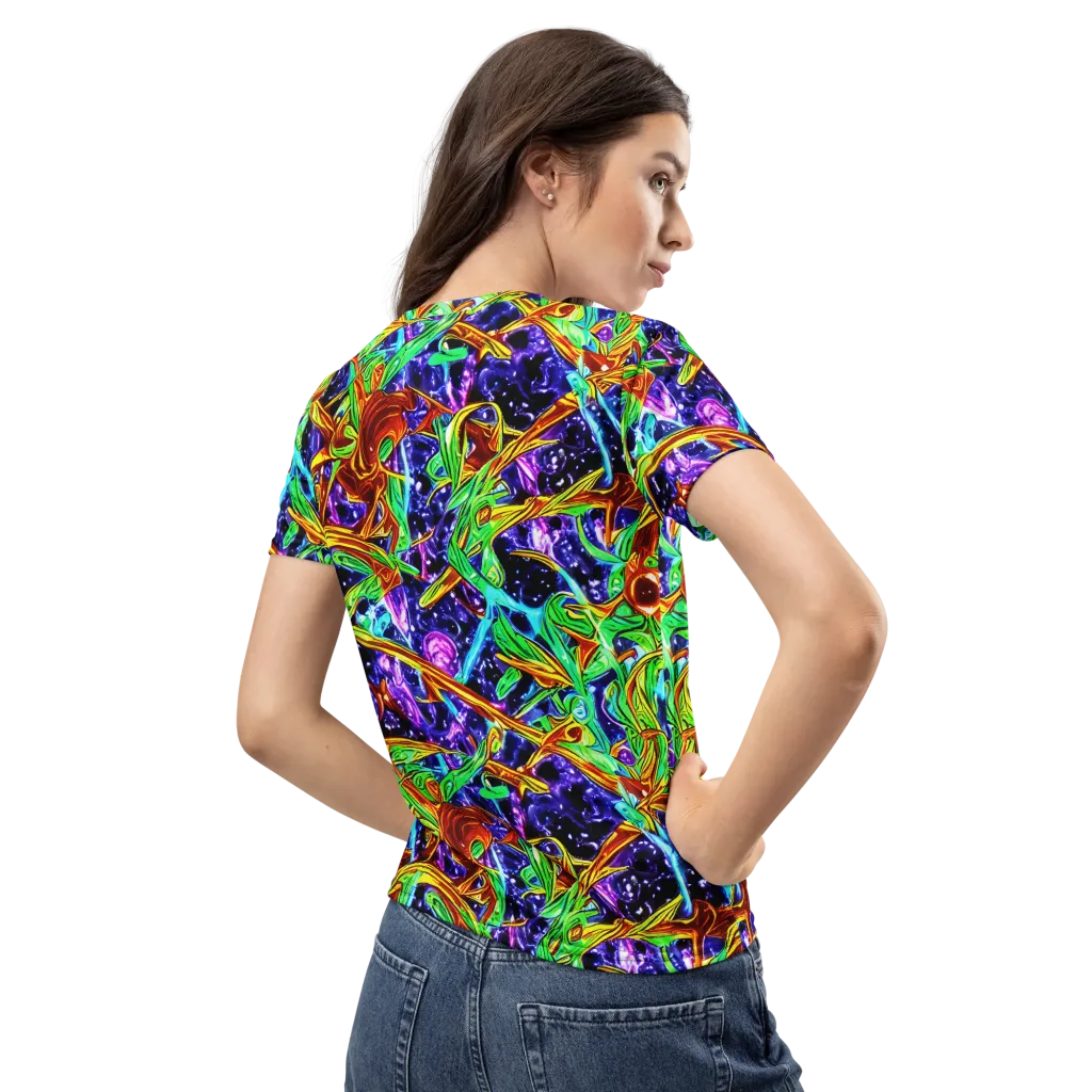 Neon Jungle Orbit on Women's Crew Neck T-Shirt — Back