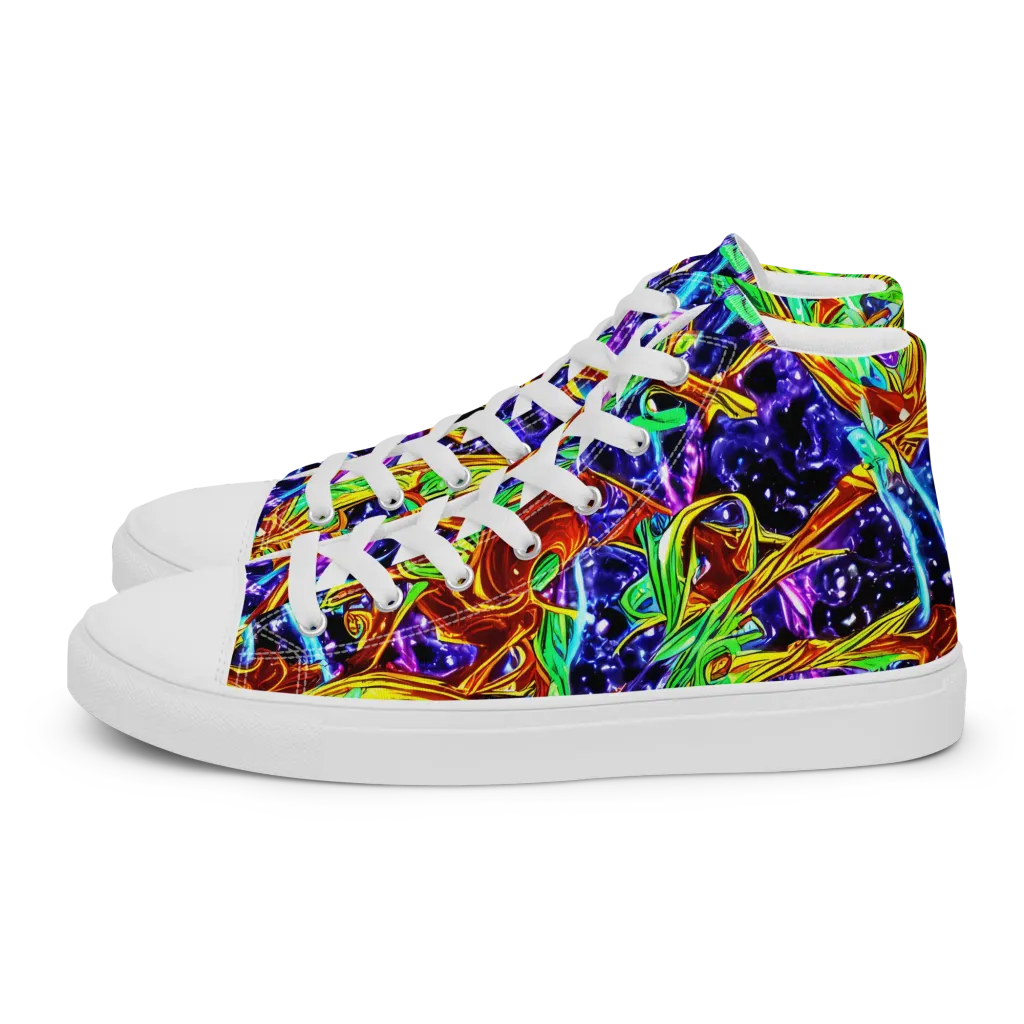 Neon Jungle Orbit on Women's High Top Canvas Shoes — Left