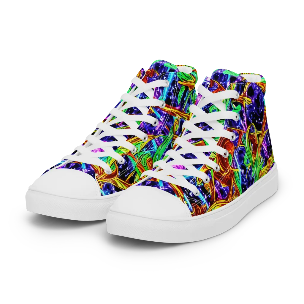 Neon Jungle Orbit on Women's High Top Canvas Shoes — Left Front