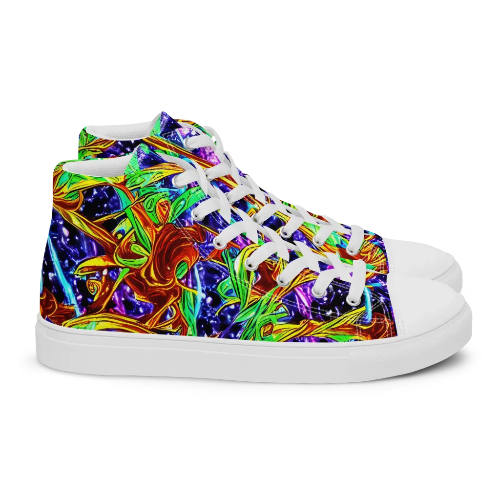 Neon Jungle Orbit on Women's High Top Canvas Shoes — Right