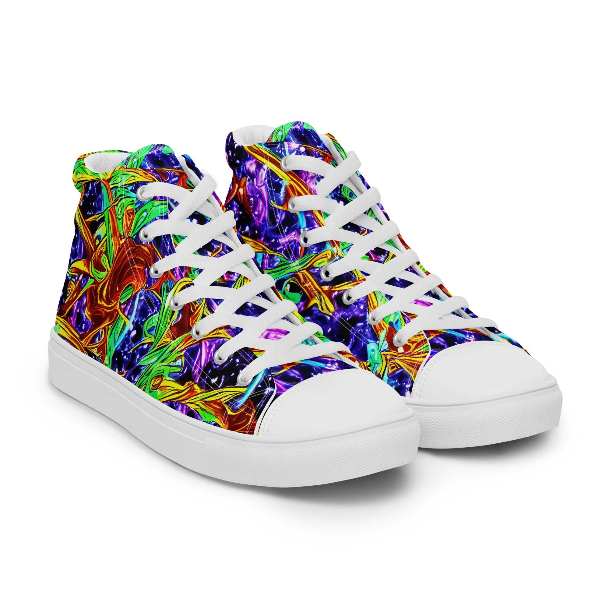 Neon Jungle Orbit on Women's High Top Canvas Shoes — Right Front