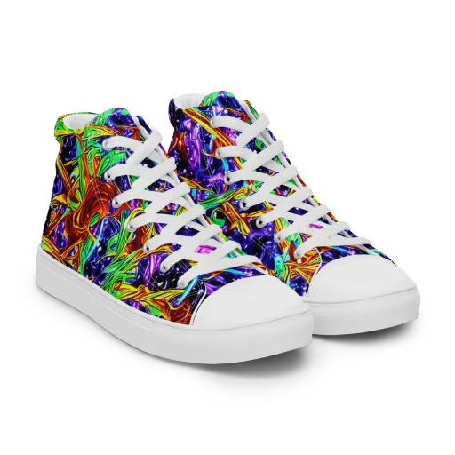 Neon Jungle Orbit on a Women's High Top Canvas Shoes