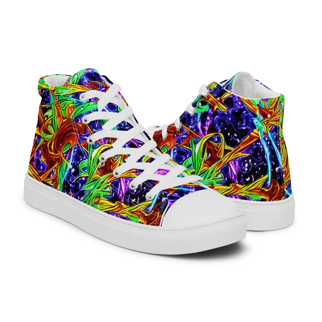 Neon Jungle Orbit on Women's High Top Canvas Shoes — Right