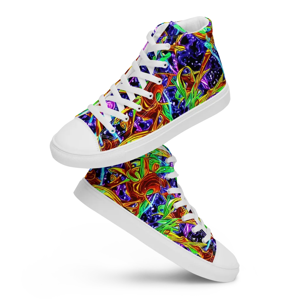Neon Jungle Orbit on Women's High Top Canvas Shoes — Front