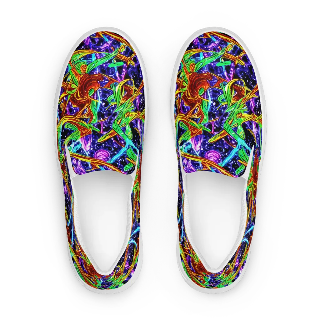 Neon Jungle Orbit on Men's Slip-On Canvas Shoes — Front