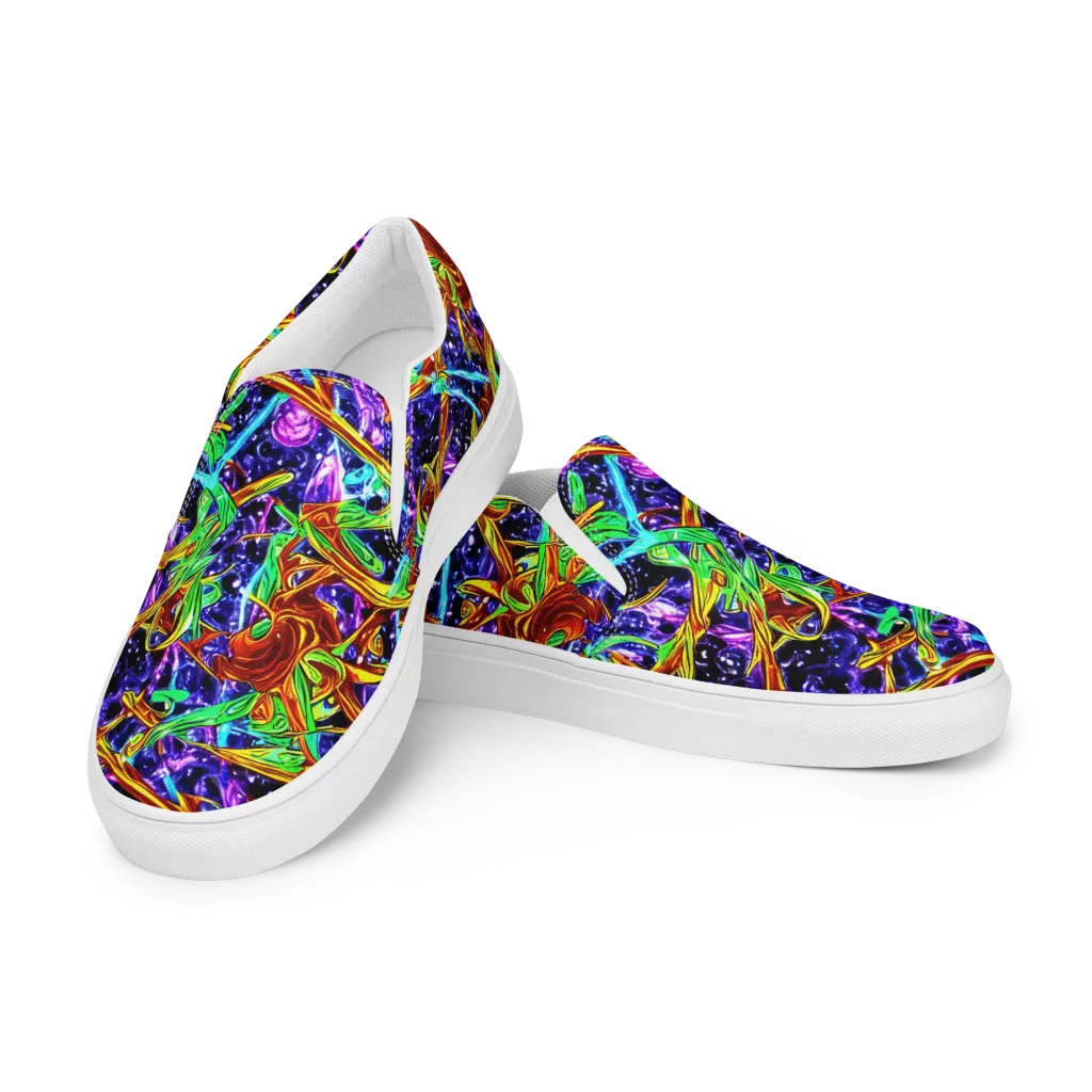 Neon Jungle Orbit on Men's Slip-On Canvas Shoes — Left Front