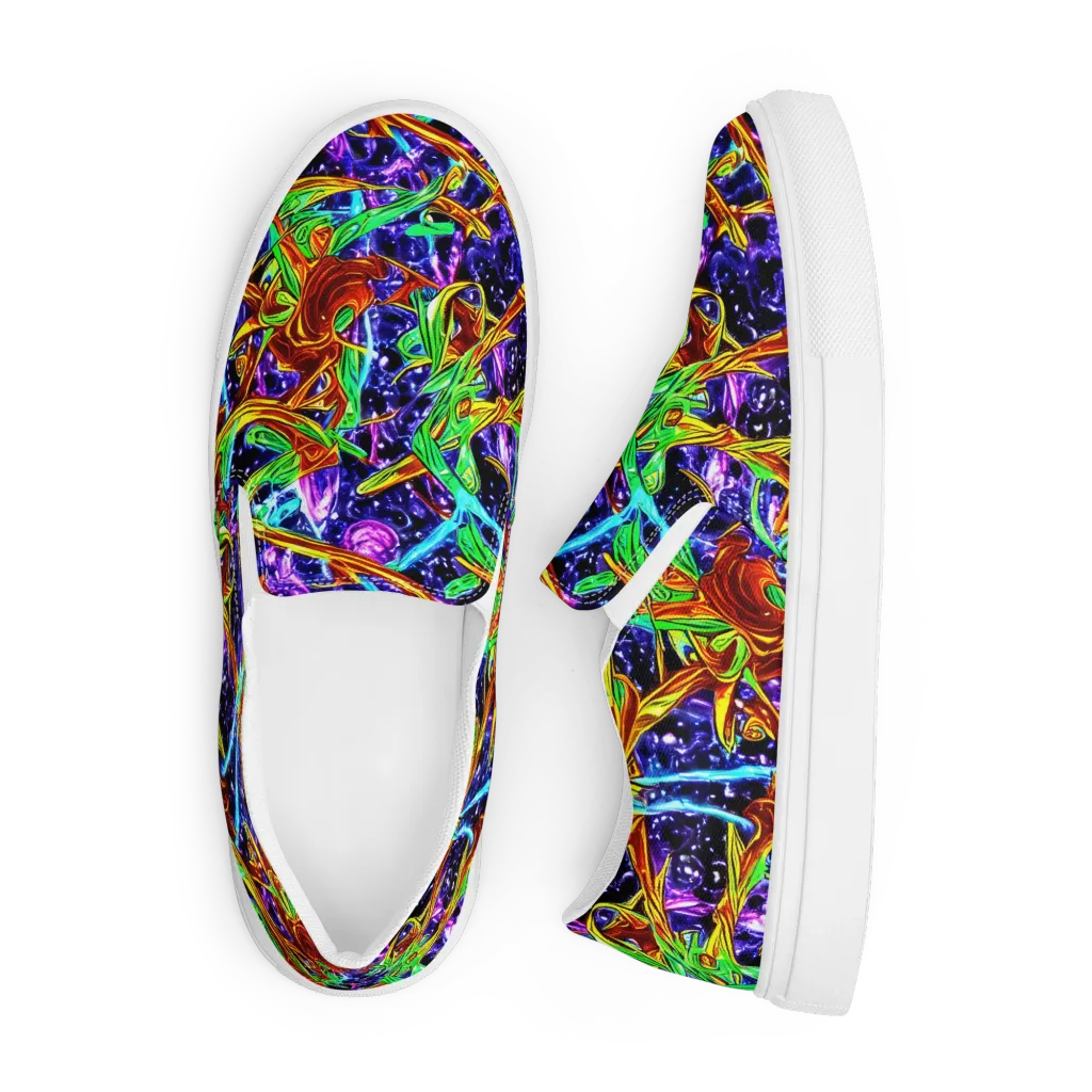 Neon Jungle Orbit on Men's Slip-On Canvas Shoes — Front