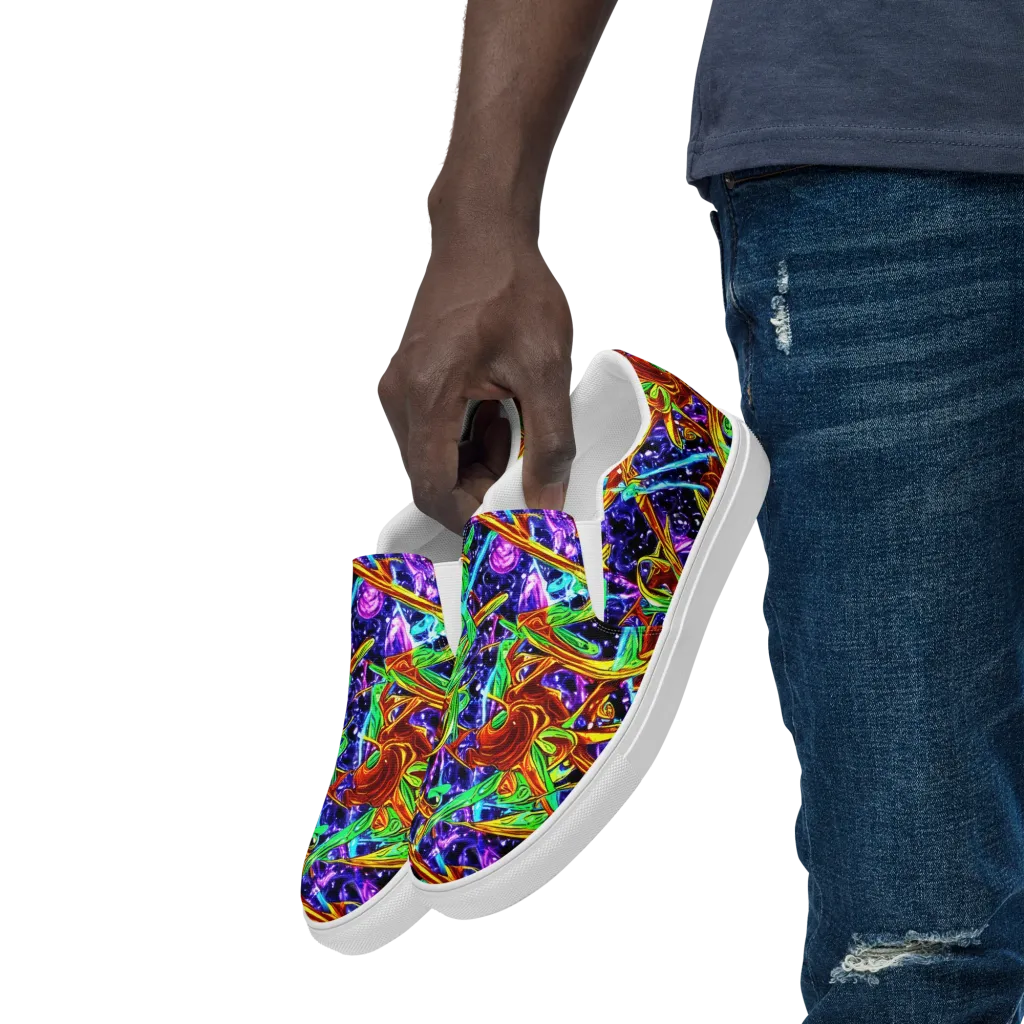 Neon Jungle Orbit on Men's Slip-On Canvas Shoes — Left Front