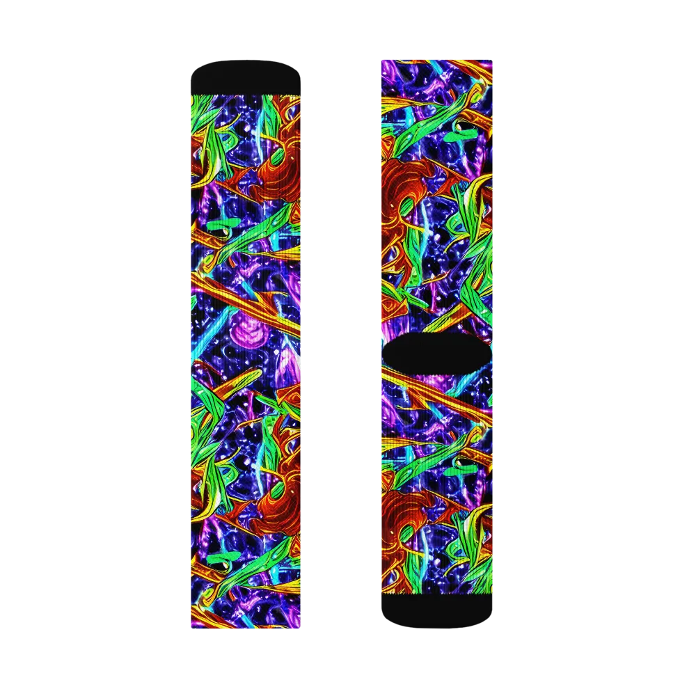 Neon Jungle Orbit on Socks — Right Sock