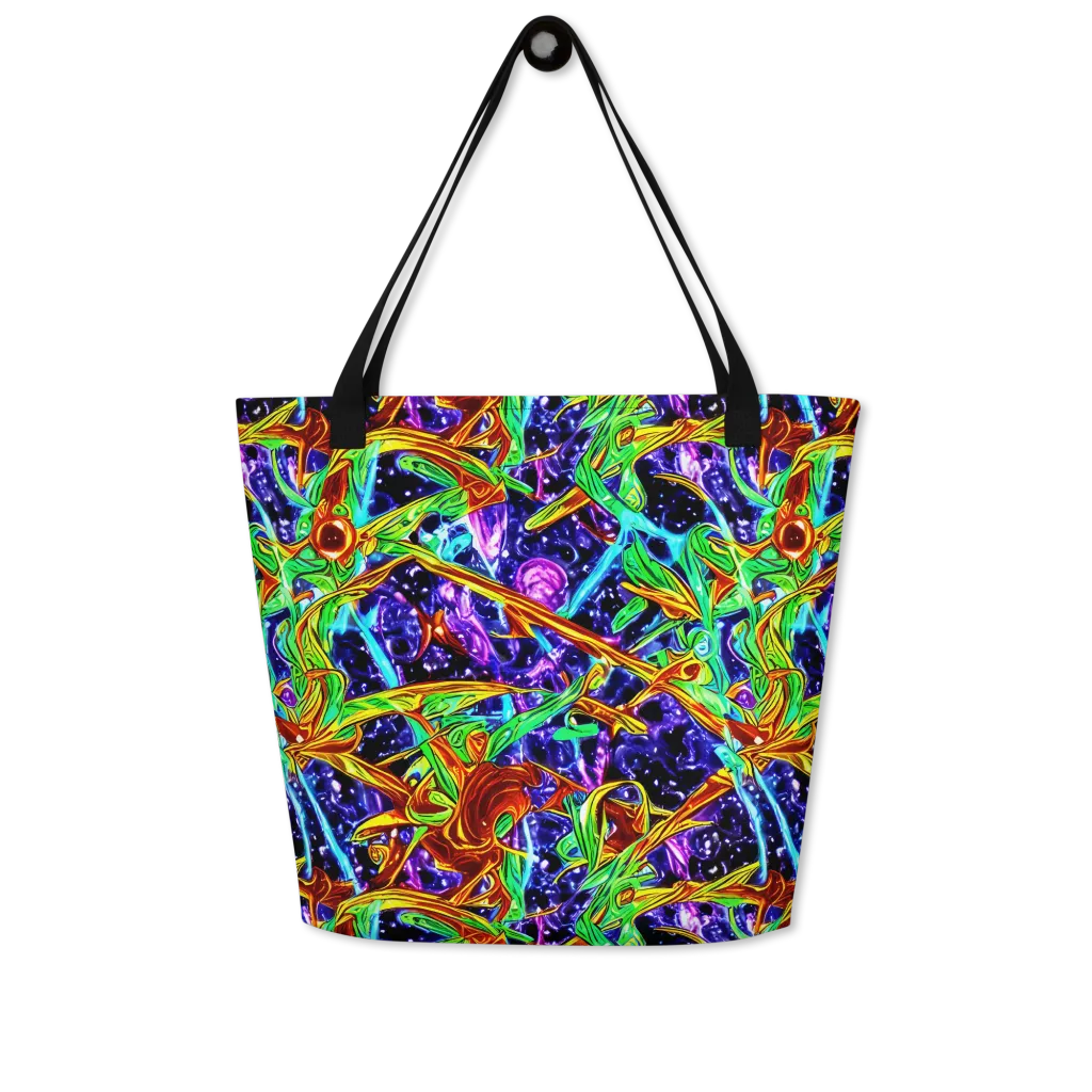 Neon Jungle Orbit on Large Tote Bag W/ Pocket — Front