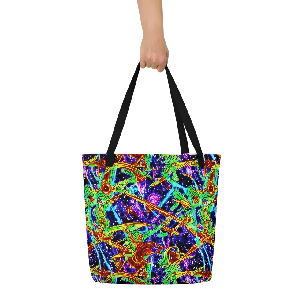 Neon Jungle Orbit on Large Tote Bag W/ Pocket — Front