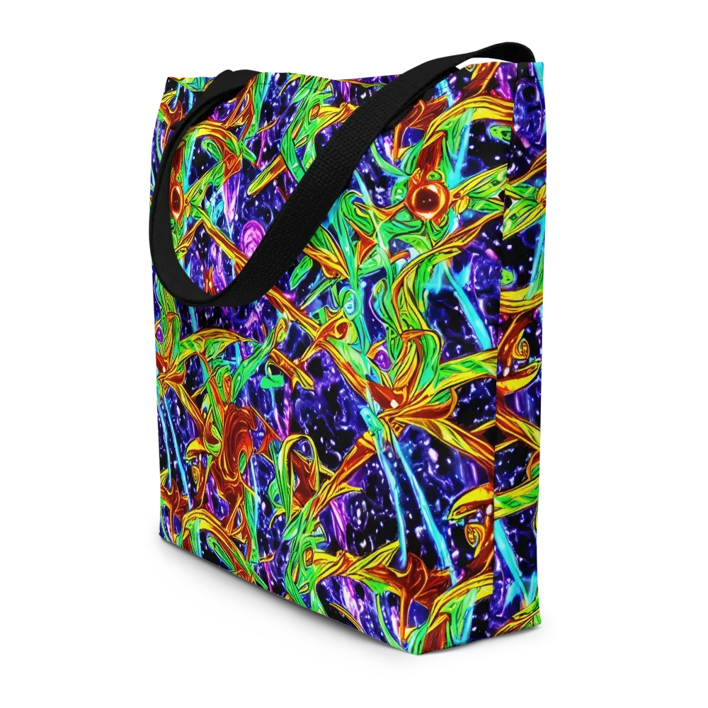 Neon Jungle Orbit on Large Tote Bag W/ Pocket — Front