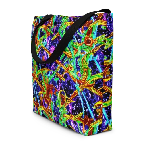 Neon Jungle Orbit on a Large Tote Bag W/ Pocket
