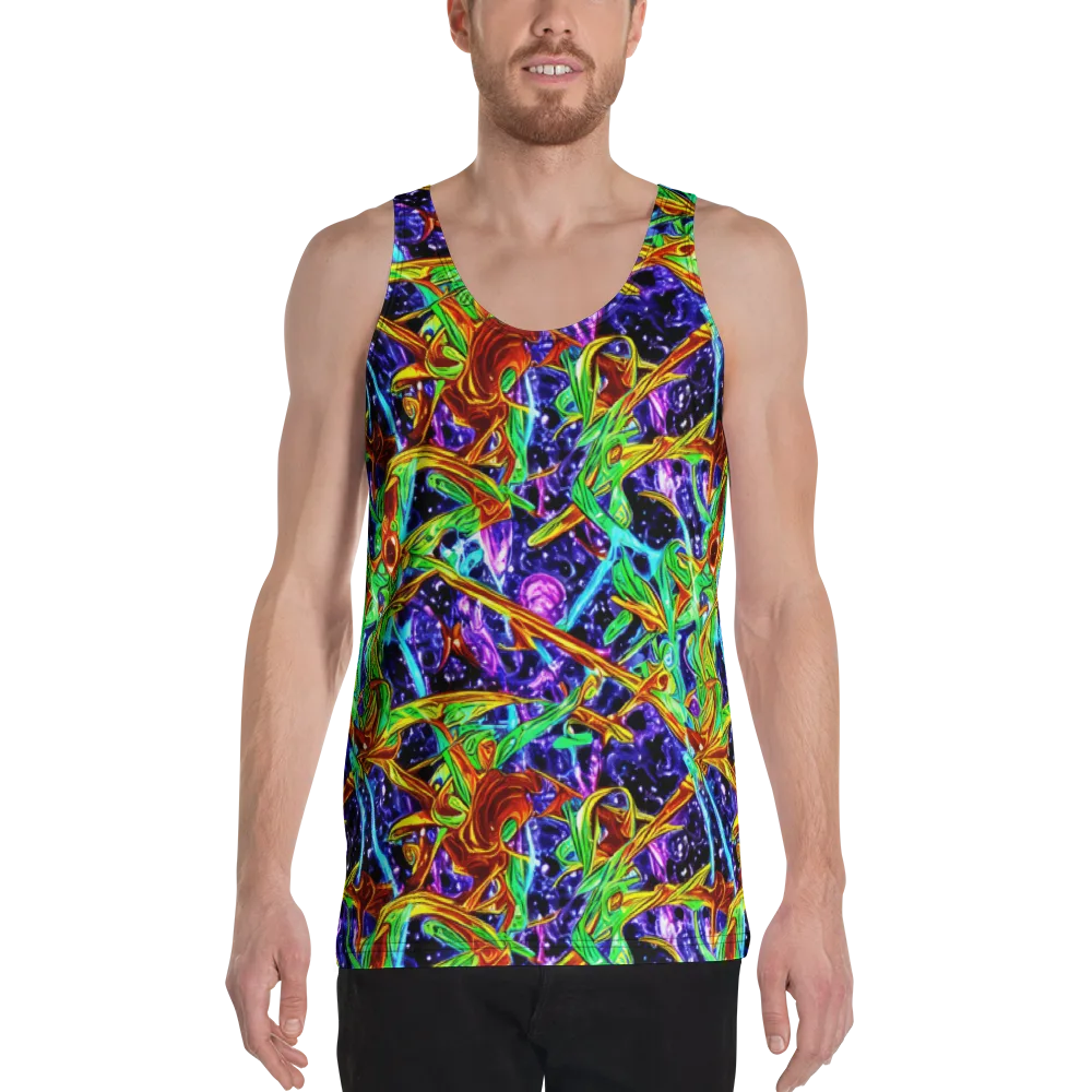 Neon Jungle Orbit on Men's Tank Top — Front