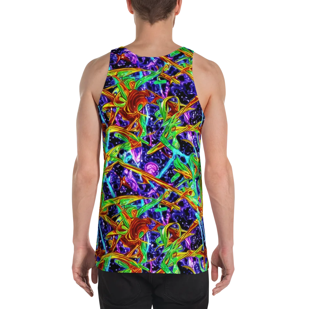 Neon Jungle Orbit on Men's Tank Top — Back