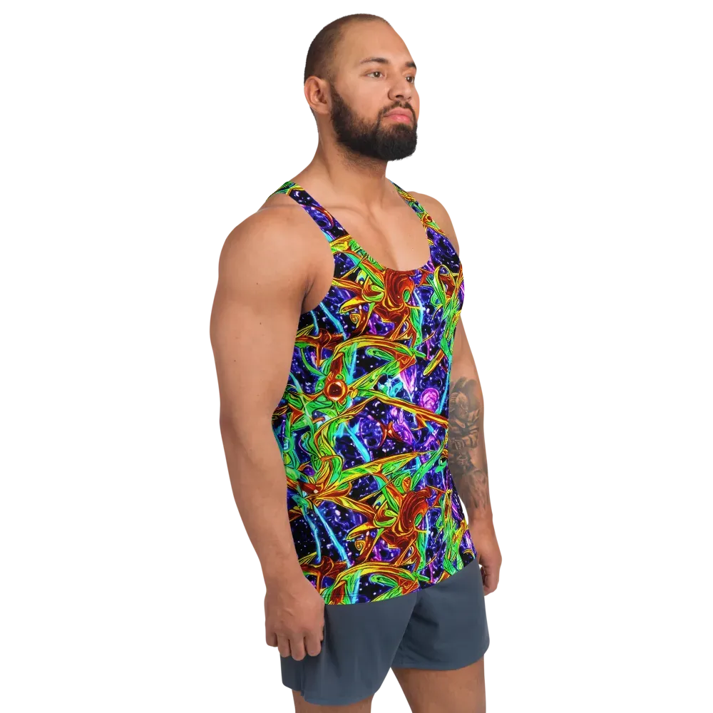 Neon Jungle Orbit on Men's Tank Top — Right Front
