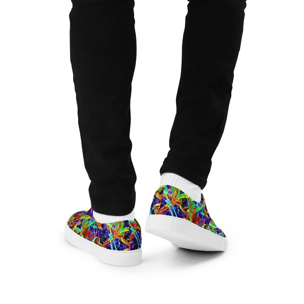 Neon Jungle Orbit on Men's Lace-Up Canvas Shoes — Back