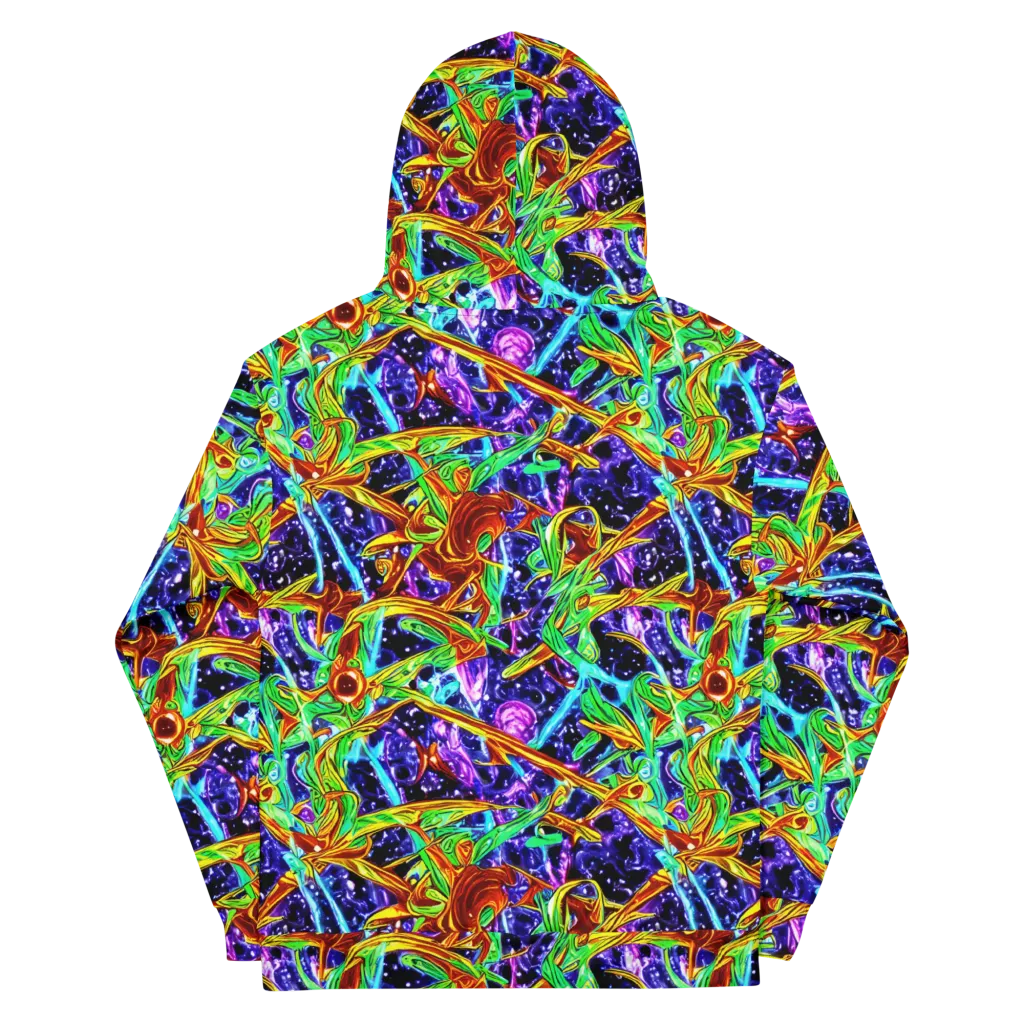 Neon Jungle Orbit on Cotton Hoodie — Back