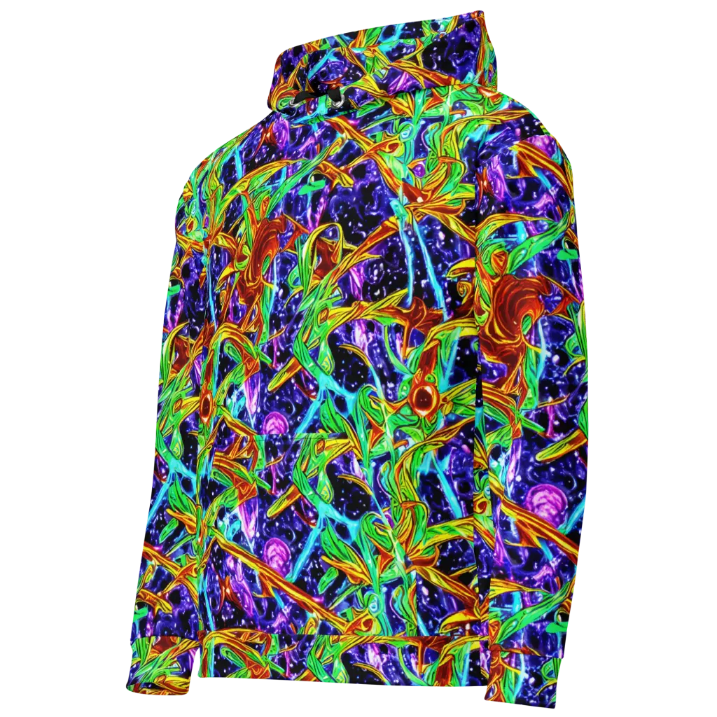 Neon Jungle Orbit on Cotton Hoodie — Left Front