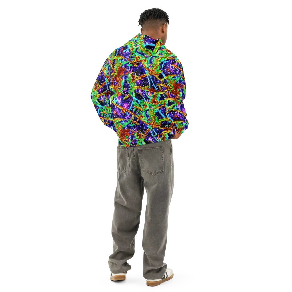 Neon Jungle Orbit on Cotton Hoodie — Back