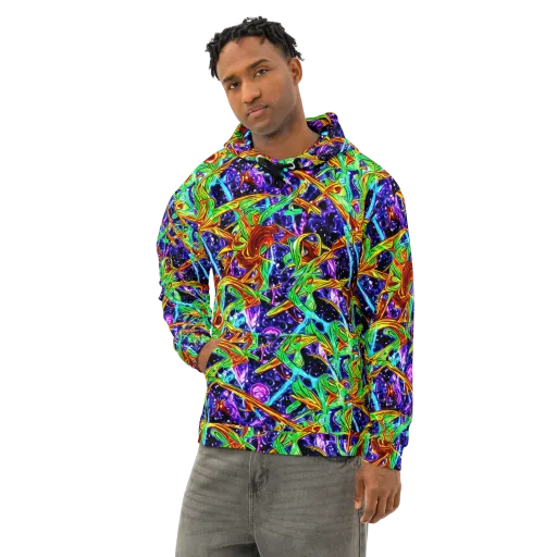 Neon Jungle Orbit on a Cotton Hoodie