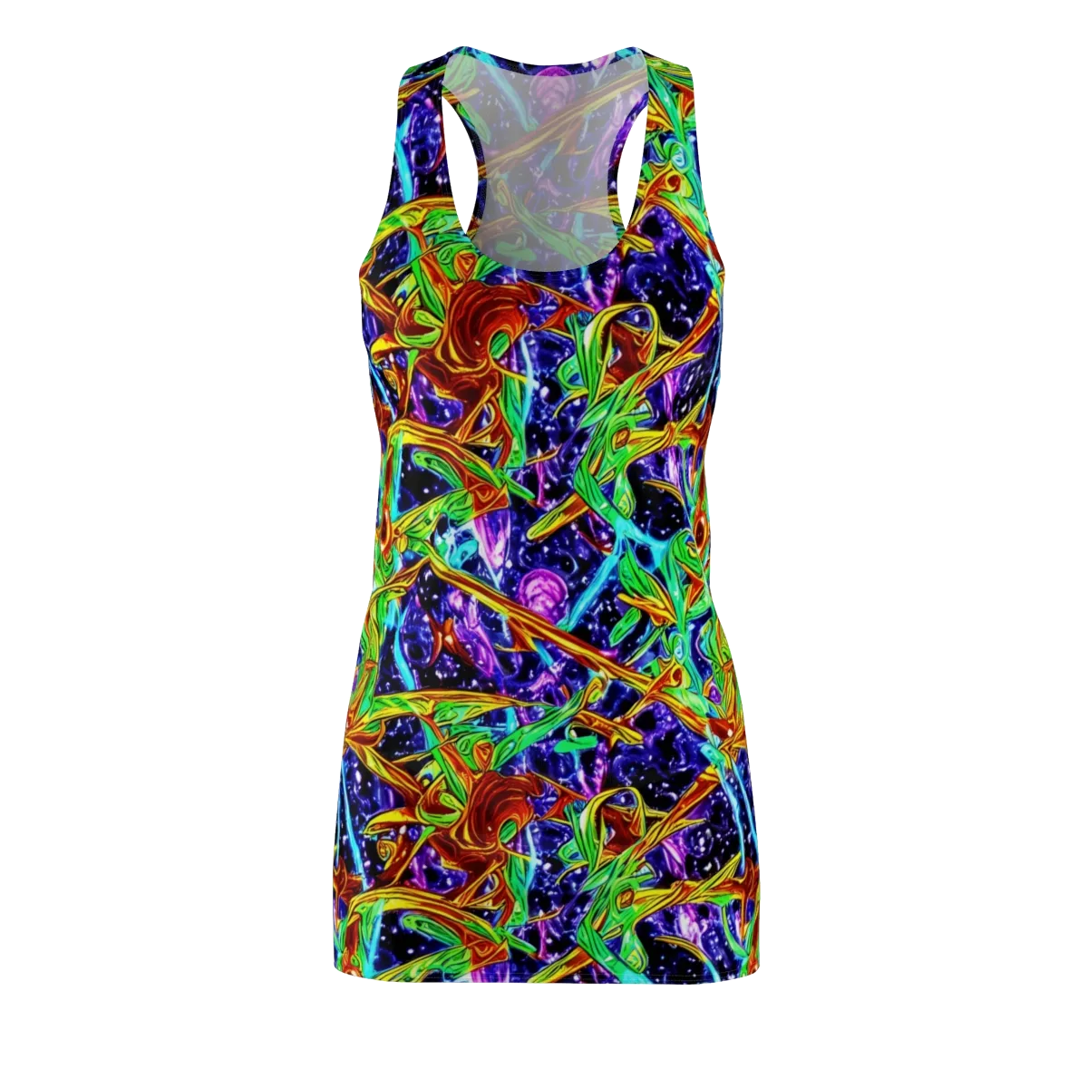 Neon Jungle Orbit on Racerback Dress — Front
