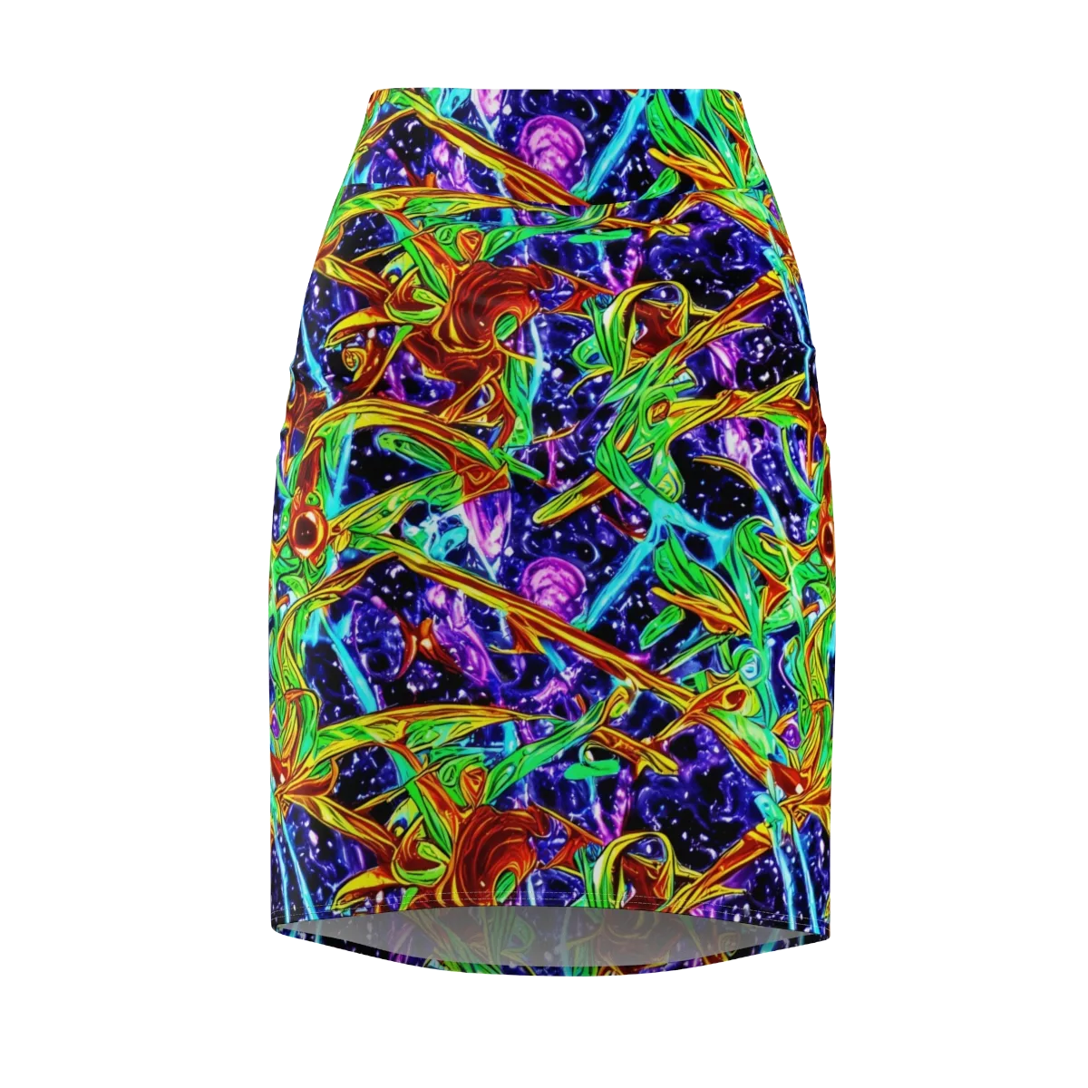 Neon Jungle Orbit on Pencil Skirt — Front