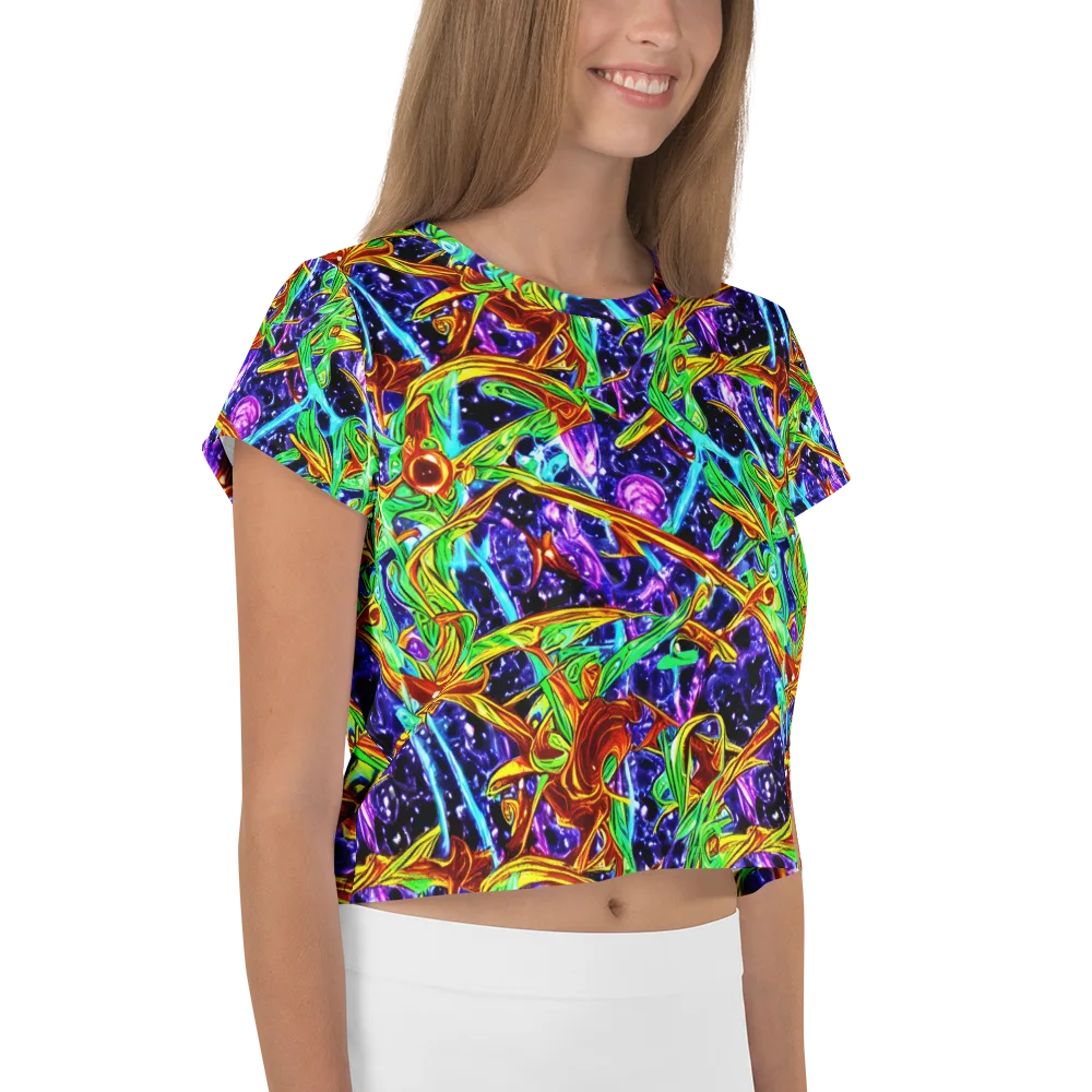Neon Jungle Orbit on Crop Tee — Right