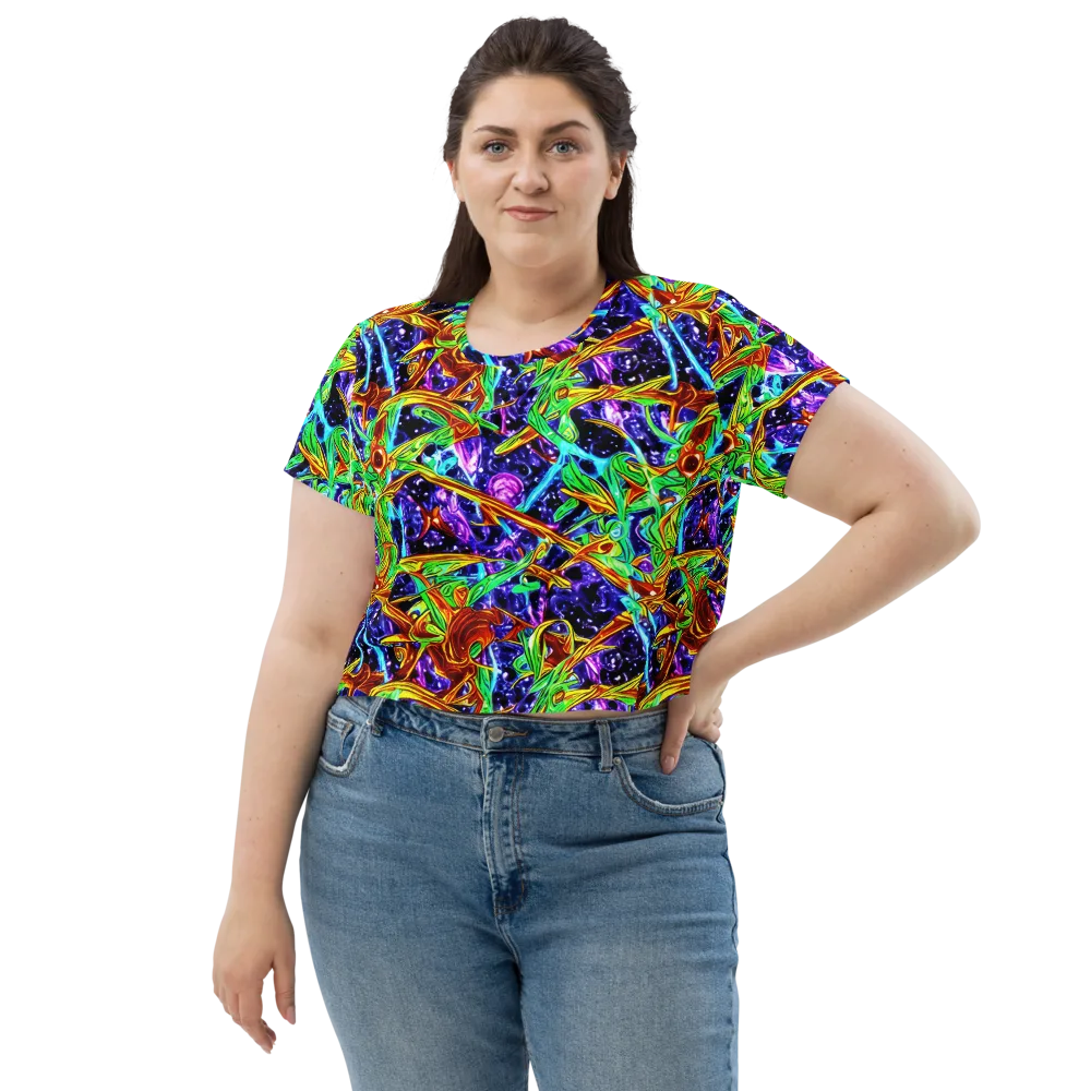 Neon Jungle Orbit on Crop Tee — Front