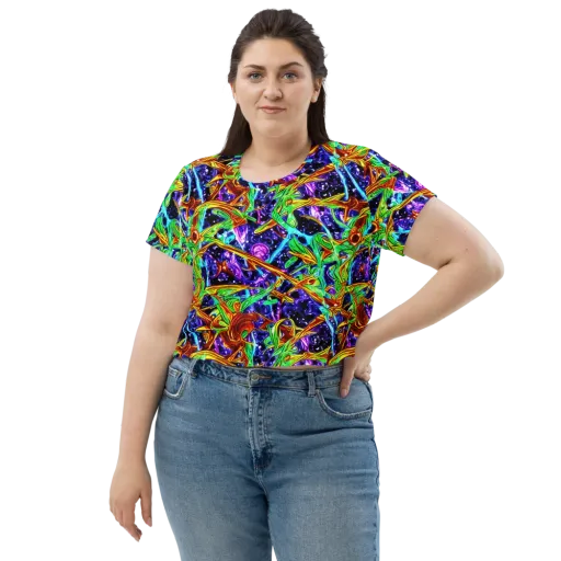 Neon Jungle Orbit on a Crop Tee