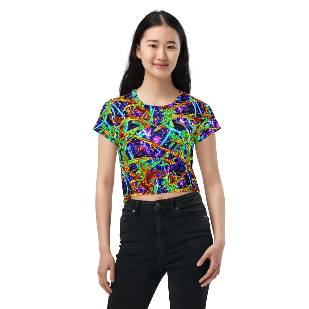 Neon Jungle Orbit on Crop Tee — Front